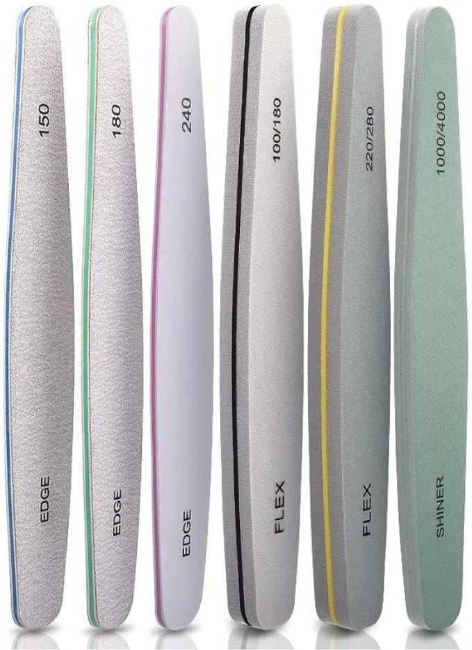 HappyHome Nail File, Nail File, Set of 6, Nail Polish, Double-sided Zebra File, #150#180#240, Sponge Buffer, 100/180, 220/280, Shiner, 1000/4000 - NewNest Australia