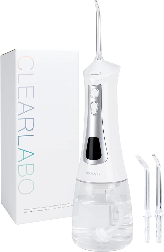 CLEARLABO IPX7 Waterproof Oral Cleaner, Jet Washer, Interdental Care, Oral Care, 10.1 fl oz (300 ml), 3 Replacement Nozzles, Cordless Oral Cleaner, LCD Screen Included, Gift - NewNest Australia