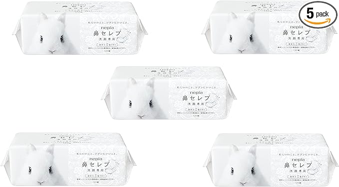 Nepia Nose Celebrity Facial Towel, Thick Sheet, 240 Sheets (120 Pairs), Beautiful Skin, Moisturizing, Sensitive Skin, Disposable Face Towels x 5 Boxes - NewNest Australia