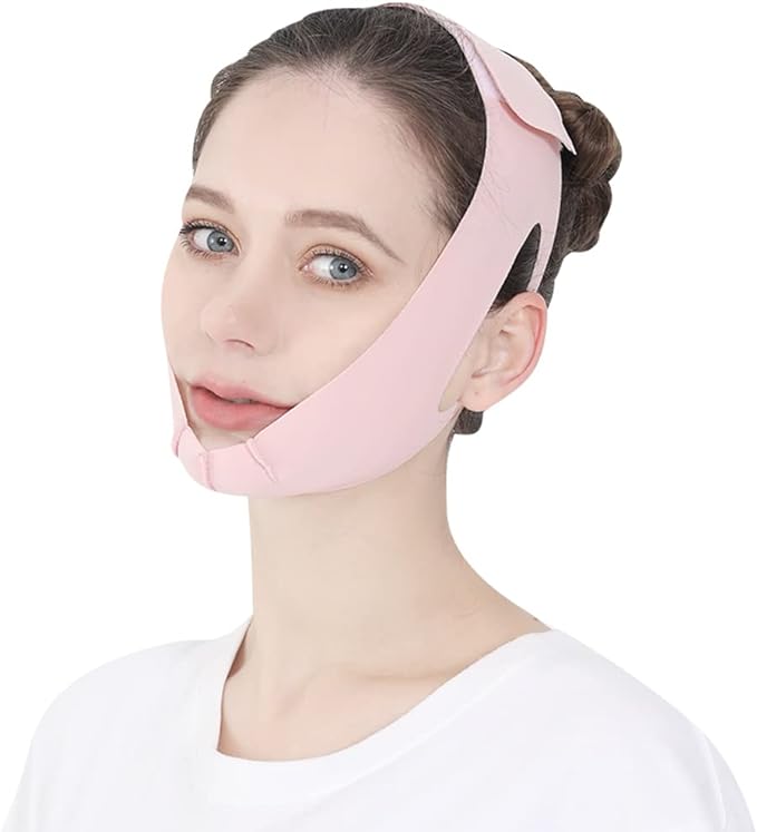 Small Face Belt, Sauna Mask, Face Belt, Cooling Sensation, Unisex, Pink - NewNest Australia