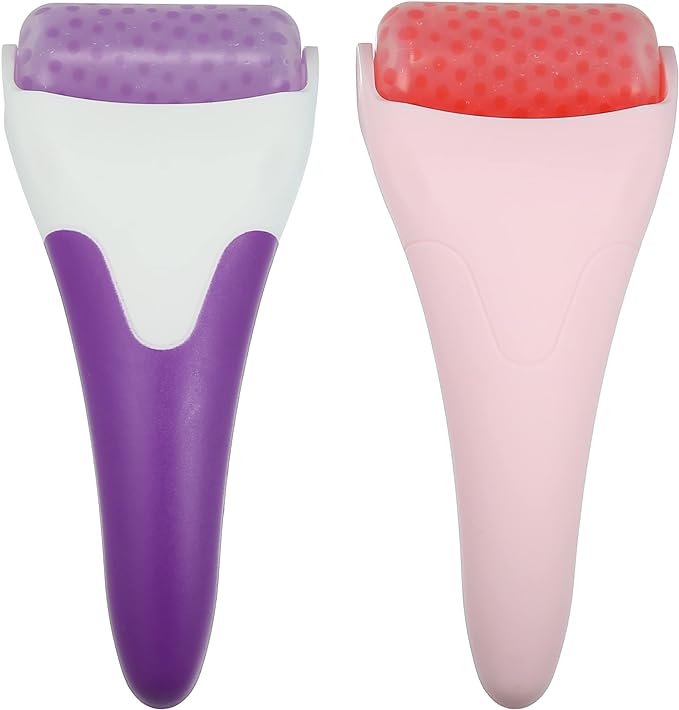 VOCOSTE 2pcs Ice Roller for Face Ice Face Roller Massager Facial Roller Skin Care Tool for Face Eye Swelling Reduction Pink Purple - NewNest Australia