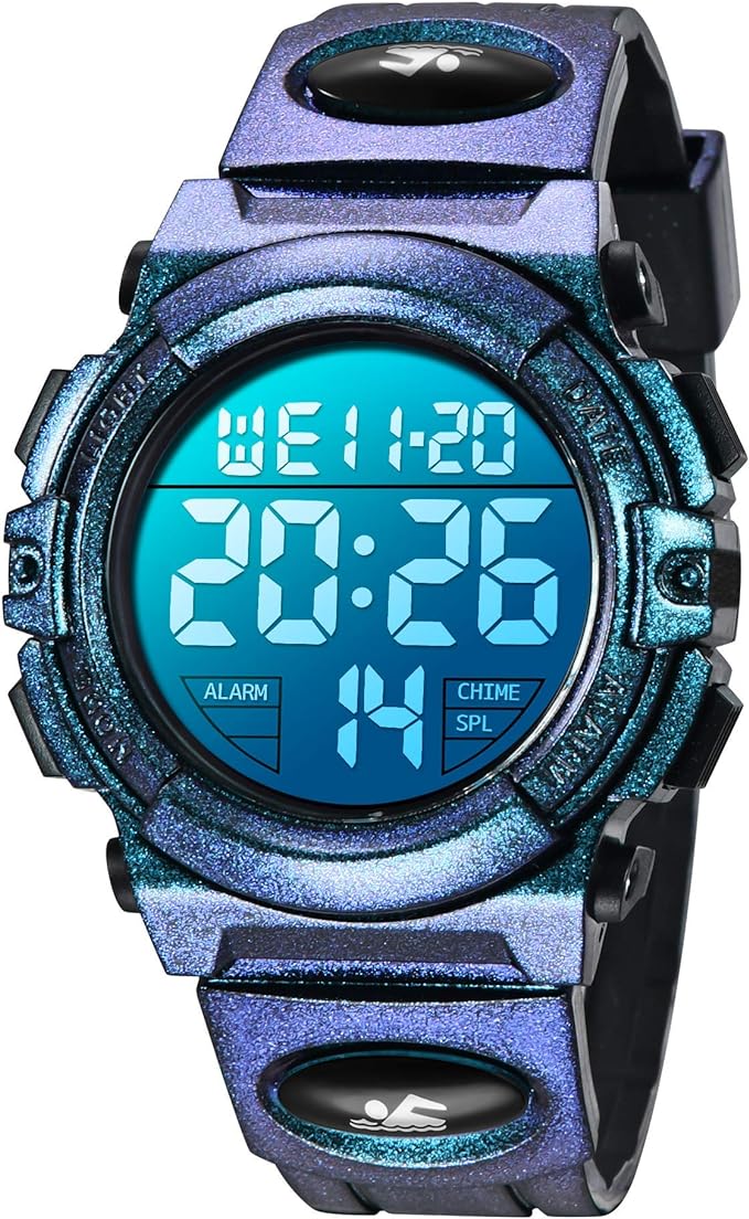 Kids Watch Boys Digital Boys Sports Watch Outdoor Multifunction 50M Waterproof Alert Date Day Display, 04-indigo blue - NewNest Australia