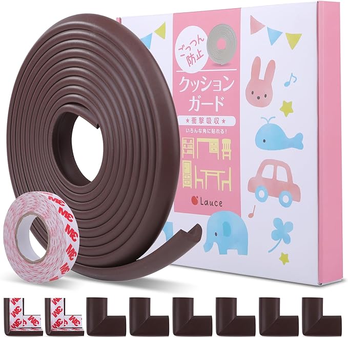 Corner Guard, Corner Cushion, Safety Tested, High Density Cushion, For Babies, Children, Corners, Desk, Cover, Table, Strong Double-Sided 3M Tape, 16.3 ft (5 m) + 8 L Shapes, Baby Guard, Lauce (Brown ) - NewNest Australia