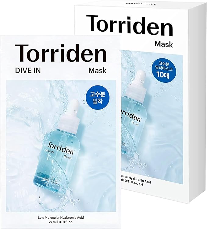 Torriden Dive In Low Molecular Hyaluronic Acid Face Mask, Pack of 10, Hydrating - NewNest Australia