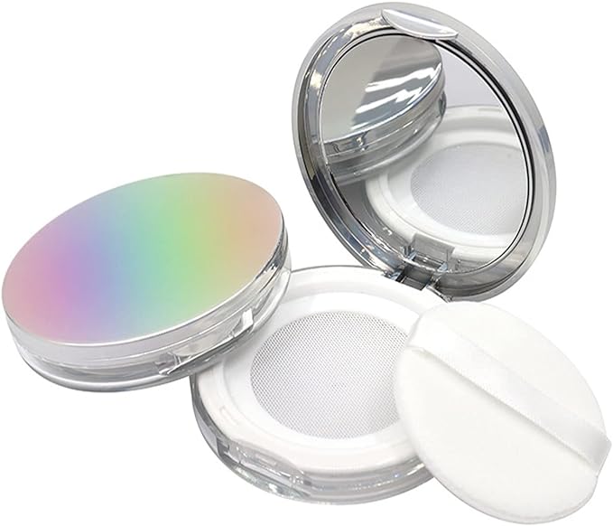 nalaina Powder Case, Cosmetics Case, Clear Loose Powder Case with Mirror, Ultra Thin, Powder Container, Portable, Puffed, Travel Convenient, Cosmetic Refill Container, 0.1 oz (3 g-5 g) - NewNest Australia