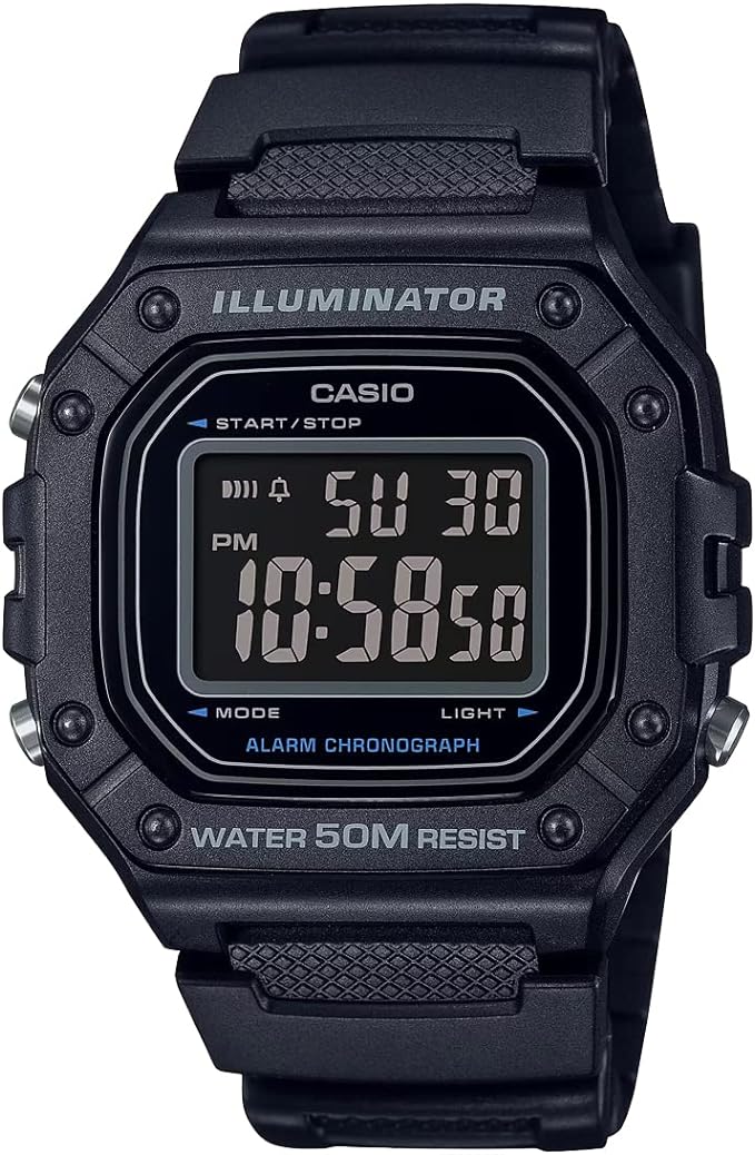 Casio W-218 Series Standard Digital Wristwatch, Men's, Women's, Chippukashi, Overseas Model, Black Inverted LCD W-218H-1BV, Waterproof - NewNest Australia