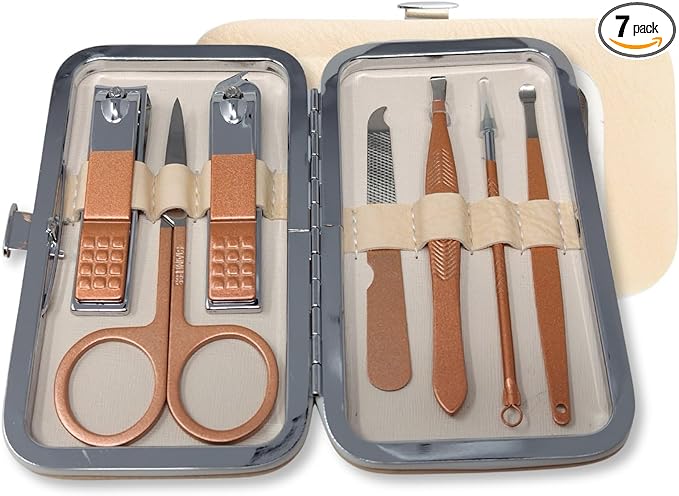 COLORBIRD Nail Care Set, Nail Clipper, Nail Care, Nail File, Cuticle Treatment, Eyebrows, Scissors, Tweezers, Ear Pick (7 Pink Gold) - NewNest Australia