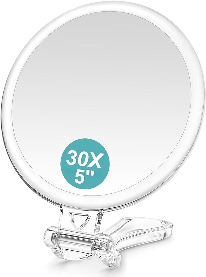 Hand Mirror, 30x and Equal Double Sided Makeup Mirror, Stand & Hand Mirror, Lightweight, Compact, Convenient to Carry, Round - NewNest Australia