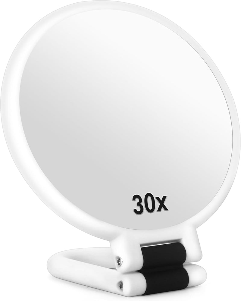Hand Mirror, Equal and 30X Double Sided Magnifying Mirror, Travel Folding Hand Mirror, 6.0 inch (15.2 cm), Double Sided Makeup Mirror