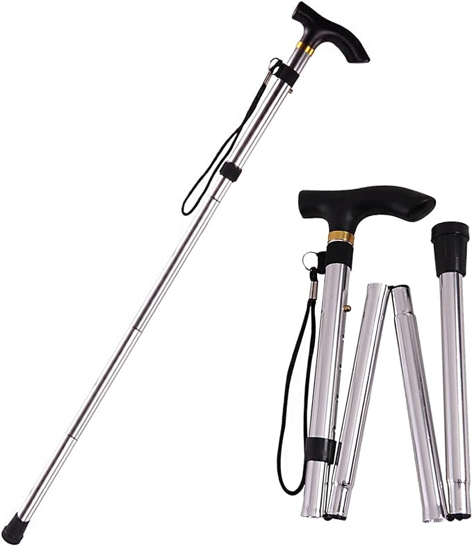 BTtime Folding Cane, Folding Holder, Telescoping Cane, Walking Support, Made of Aluminum, 5 Level Adjustment, Ultra Lightweight, Convenient to Carry, Unisex, For Climbing, For Nursing Care, 85-95cm - NewNest Australia