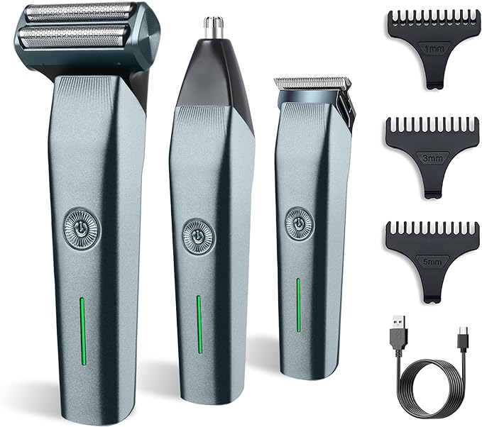 Men's Body Shaver, Electric Shaver, Trimmer, Nose Hair Cutter, Beard Trimmer, Shaving, 3-in-1 Multi-functional Set, For Armpit Hair/Body Hair/Eyebrows/Shanks/Hair/Faces, Type-C USB Rechargeable, LED - NewNest Australia