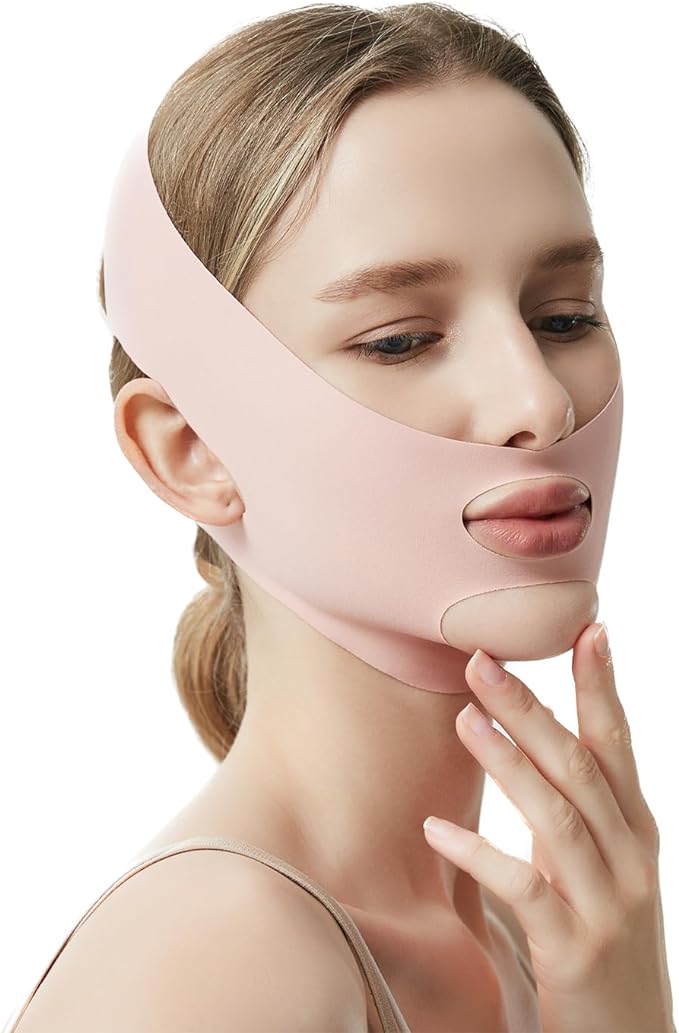 Small Face Belt Face Belt Lift Up Face Line Small Face Mask Beauty Face Slimming Cheek Sagging Lift Mask Double Chin Sagging Countermeasure Lorabic Line Erase Face Thin Mask (Pink) - NewNest Australia
