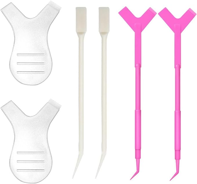 LOYELEY Eyelash Perm Self Eyelash Perm Kit 2 Plates 2 Sticks (Rosy) 2 Sticks (White) Eyelash Brush Eyelash Perm Y Comb Eyelash Graft Curler Comb for Makeup, Beauty Salon, Home - NewNest Australia