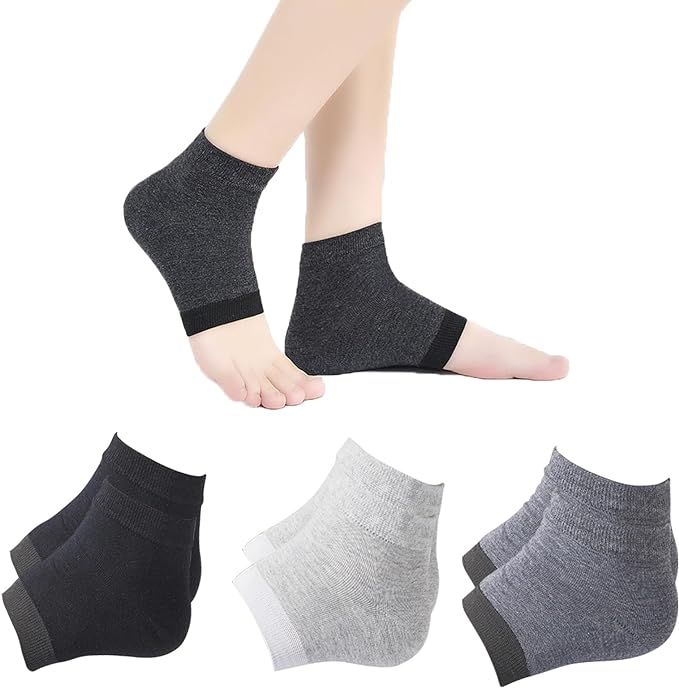 Doyime Heel Moisturizing Socks (3 Pairs) Heel Care Socks, Heel Care, Anti-Cracking, Slippery, Smooth Heels, Moisturizing Protection, Lightweight, Breathable, Bedtime, Unisex (Set of 3 Colors) - NewNest Australia