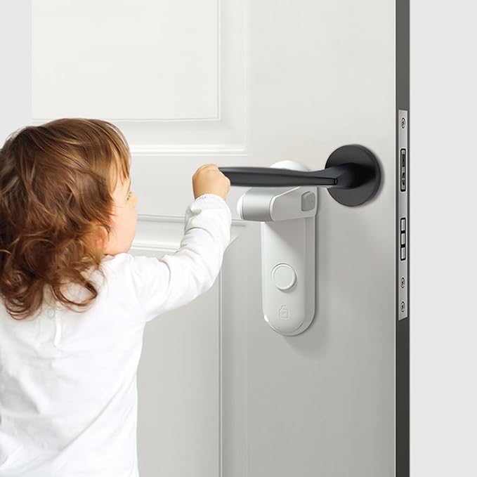 Door Lock, Baby Child Lock, Retrofit Room, Door Knobs, 2 Piece Child Safety Lock, Tamper Prevention, Cat Escape Prevention, Baby Guard (White, 2 Pieces) - NewNest Australia