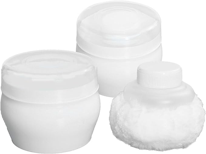 FRCOLOR Baby Powder Puff Set of 2 Powder Case Container Talcum Powder Empty White Baby Powder Plush Powder Plush Powder Kids Powder Puff Baby Kids Powder Puff Baby Kids Kids Powder Puff - NewNest Australia