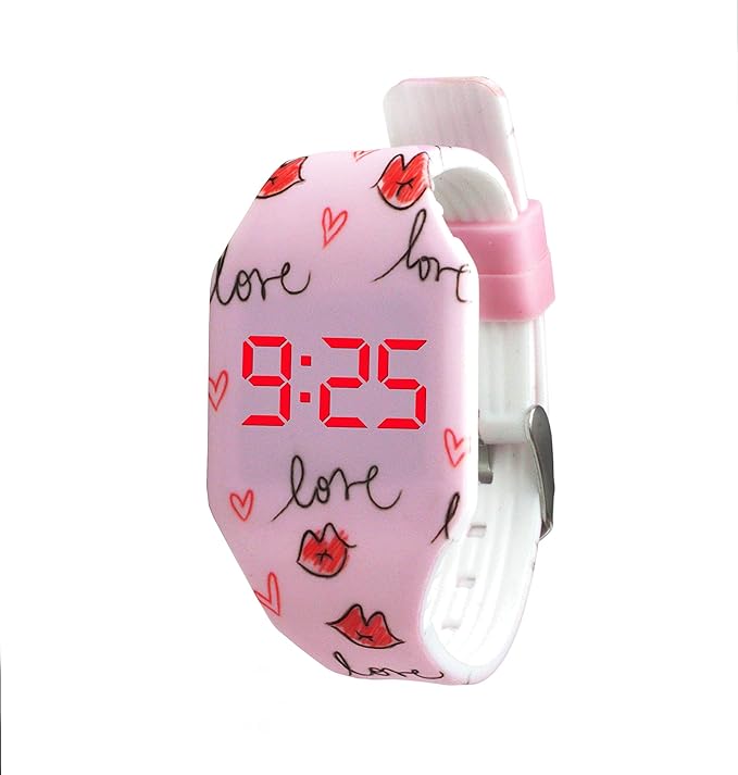 Kiddus Wristwatch, Kids, Children, Toddler, Elementary School Student, Stylish, Boys, Girls, Present, Gift, Gift, Christmas, Digital Time, LED Watch, Soft Silicone Bracelet, love heart - NewNest Australia