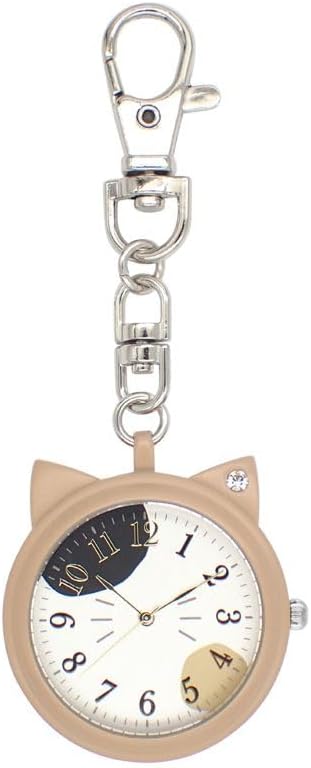 Follow N02723S-0 BE Women's Pocket Watch Follow Catmint Cat Keychain Watch, beige - NewNest Australia