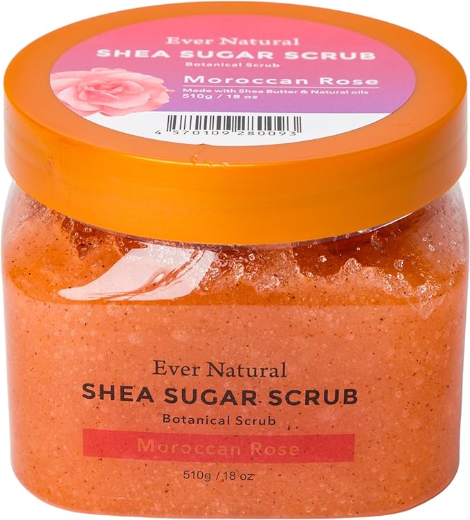 Ever Natural Shea Sugar Body Scrub, Body Smoother, Body Care, Massage, Butt, Elbow, Knee, Blackhead Care, Exfoliating Care, Natural Ingredients (Moroccan Rose) - NewNest Australia