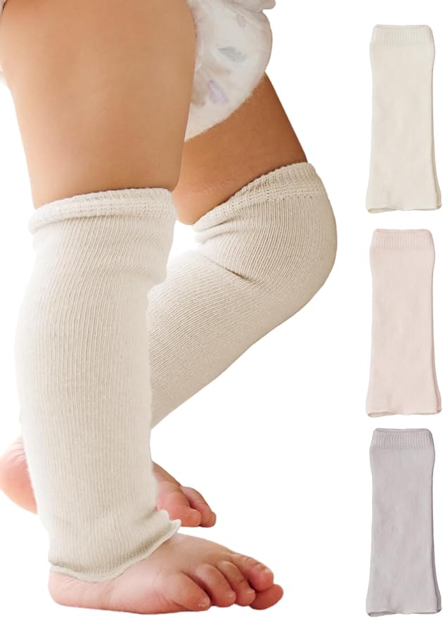 Maison Peony Baby Leg Warmers, Set of 3, Thin, Baby Leg Cover, Flat Knitting, 100% Cotton, Newborn, 3-24 Months, Gift, Present, Baby Shower, Made in Japan - NewNest Australia