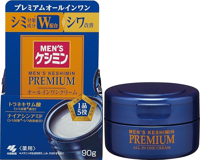 Kobayashi Pharmaceutical Men's Keshimin Premium All-in-One Cream for Blemishes, Freckles, and Wrinkle Improvement, Keshimin, Men's Keshimin, Niacinamide and Tranexamic Acid, Medicated , 3.2 - NewNest Australia