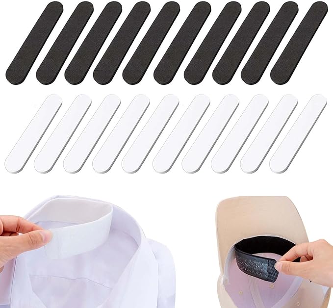 Hat, Sweat Absorbing Pad, 20 Pieces, Hat, Sweat-absorbing Pad, Disposable, Stain Prevention Band, Sweat Absorbent, Stain Prevention, Hat, Helmet, Forehead, Shirt, Collar (Black/White) - NewNest Australia