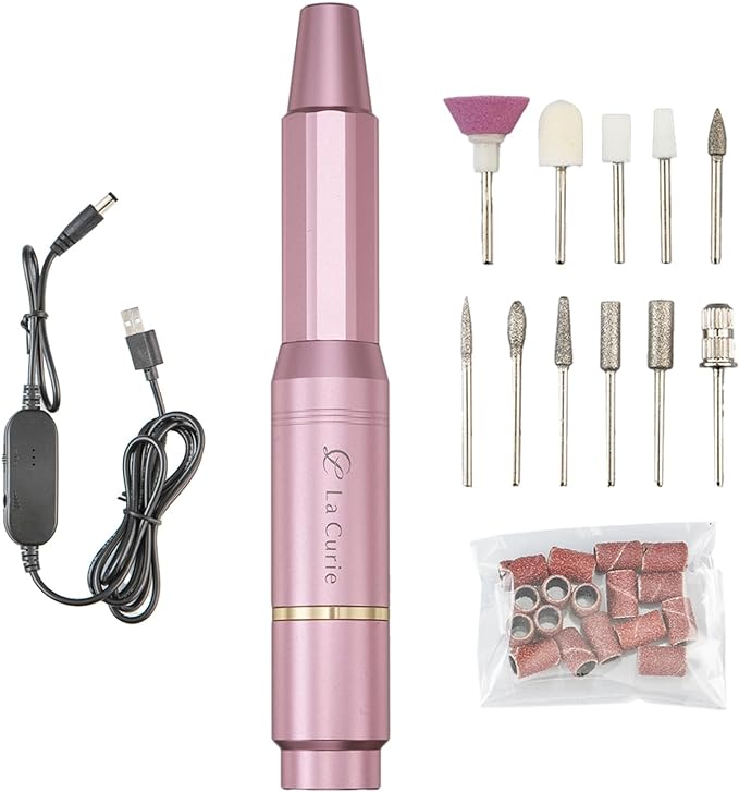 La Curie LaCurie021 Electric Nail Machine, Nail Care, Gel Nail Drill, Manicia Compatible, USB Powered, Nail Polishing, Cuticle Treatment, Exfoliating, Home Salon, 1 Year Warranty (Pink) - NewNest Australia