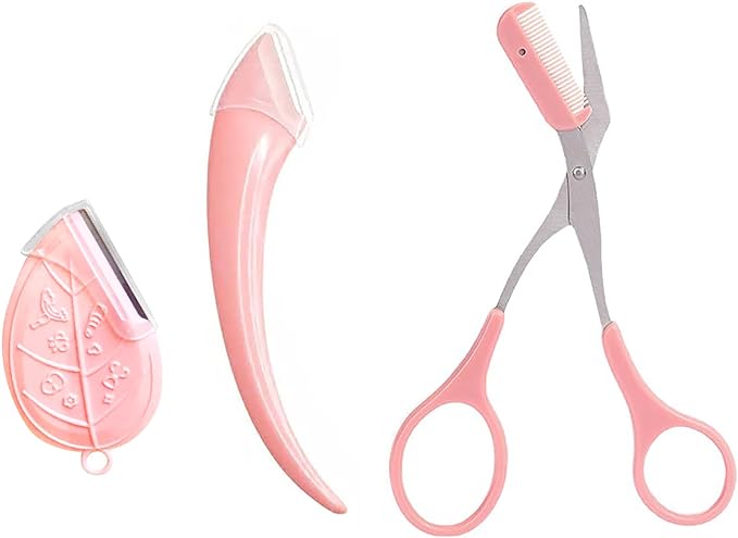 Eyebrow Scissors, Eyebrow Set, 3 Piece Set, Eyebrow Scissors, Eyebrow Makeup Tool, For Beginners, Face, Razor, Eyebrow Set, Eyebrow Tool, Stainless Steel, For Travel, Business Trips, Men's, Women's, - NewNest Australia