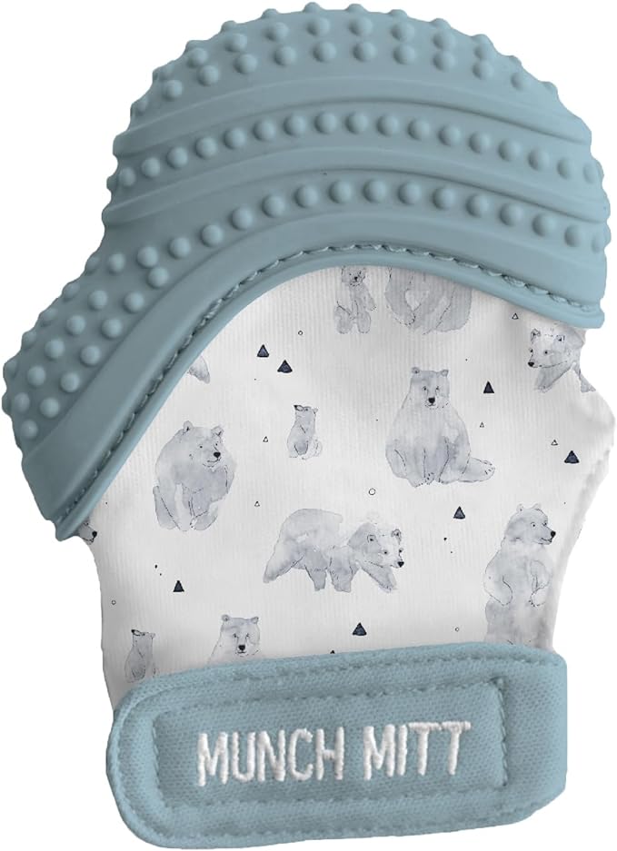 Malarkey Kids MK-MM41SP Stone Polar Munchy Mitt, Mitten-Shaped Teeth, Protects Fingers, Gloves Type, Hard to Fall Toy, 3-7 Months, Up to 12 Months - NewNest Australia