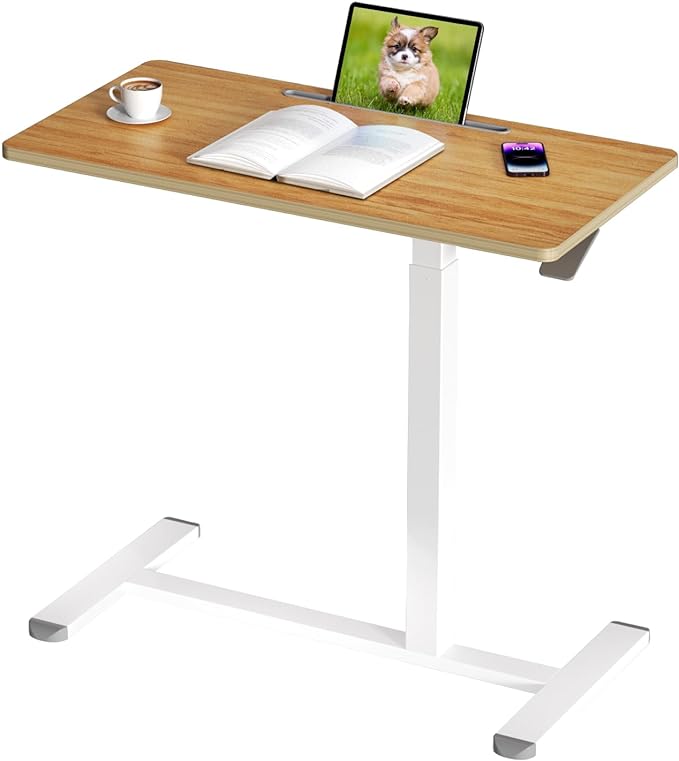 GIBBON MOUNTS Side Table, Lift Type, Gas Pressure, Width 31.5 x Depth 15.7 inches (80 x 40 cm), Load Capacity 44.1 lbs (20 kg), Casters, Height 26.0 - 42.1 inches (66 - 107 cm), For Nursing Care, Bed - NewNest Australia