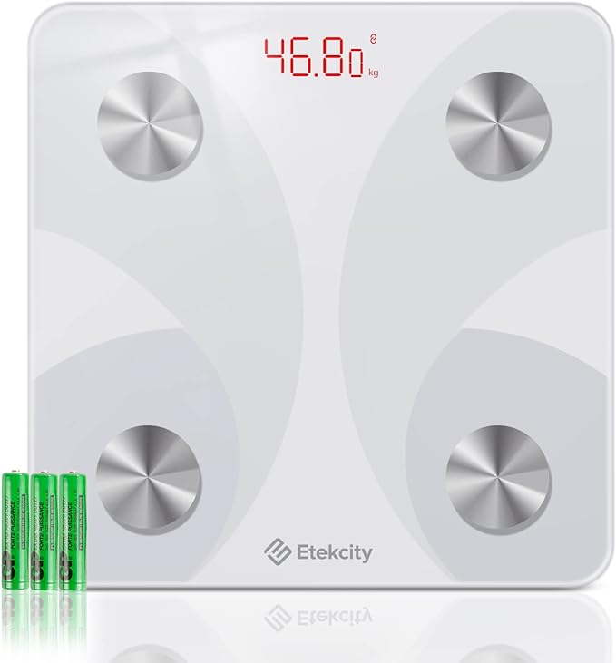 Etekcity Weight Scale, Smartphone Linked Body Composition Meter, 13 Item Measurement, Bluetooth Compatible, Automatic Data Graphing, Japanese Language Compatible, APP FIT8S (White) - NewNest Australia