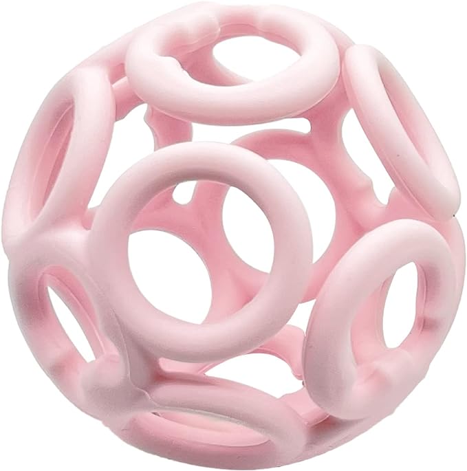Silicone Ball, Baby Ball, Teeth, Soft and Easy to Grab, Baby Toy, Silicone First Ball, Baby Shower, Gift (Pink) - NewNest Australia