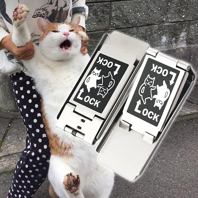 Screen Door Lock, Cats Give Up Escape, Screen Door Stopper, Cats, Screen Door Escape Prevention, Auxiliary Lock, Symmetric Design, Cute Cat Stickers, Window Lock Stopper, Child Safety Lock, Sash Lock, - NewNest Australia