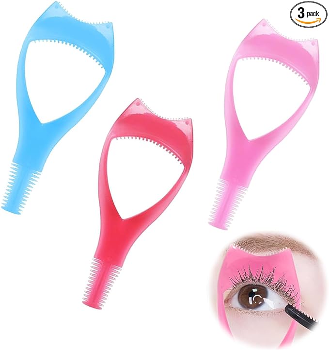 ADOFUN 3-in-1 Mascara Shield Guard (Set of 3) Mascara Guard, Mascara Comb, Eye Makeup Tool, Eyelash Comb, Eyelash Assistant Tool, Multi-functional Eye Makeup Assist, Reusable, Perfect for Beginners - NewNest Australia