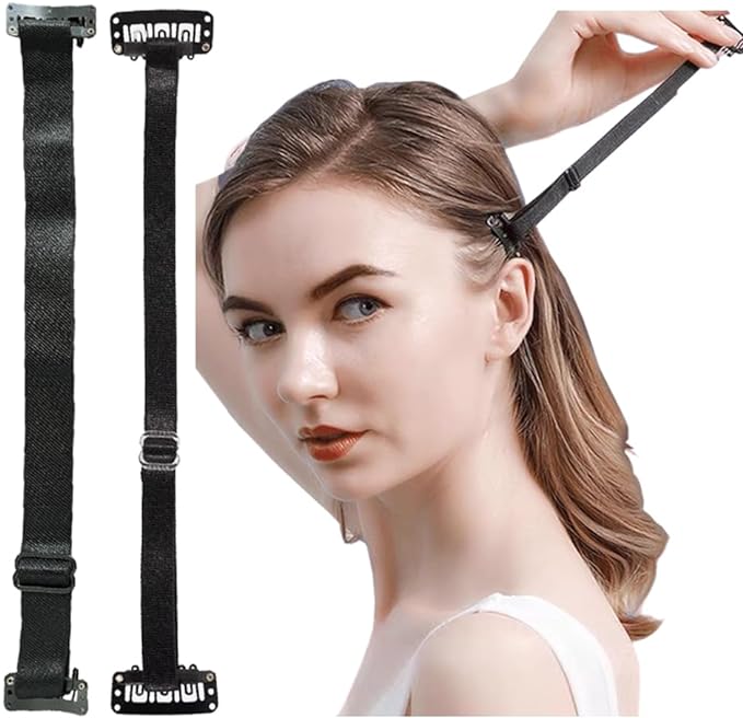 Lift Patch Strap for Hair, Lift Band, Face Lift, Eye Wrinkles, Face Line, Raise Face, Quick Action, Inconspicuous, Clip Included, Small Face, Belt, Facial Beauty, Goods, Unisex, Set of 2 (Black) - NewNest Australia