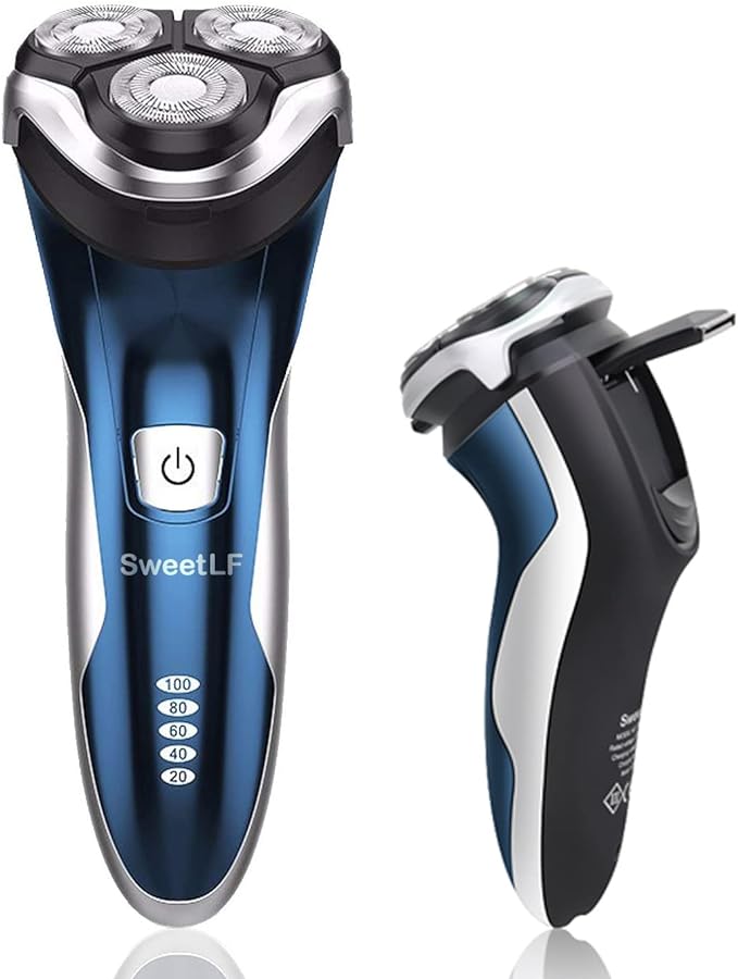 SweetLF Electric Shaver (New 2024 Model) 7105-NII Shaver, Rotating, USB Charging, Bath Shaver, IPX7 Waterproof, Men's Shaver, Trimmer, 3-Blades, Japanese Instruction Manual Included, Blue - NewNest Australia