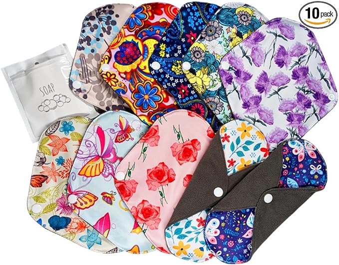 Eggpass Cloth Napkins, Menstrual Use, Cloth Liner, Washable, Reusable Waterproof, Sanitary Napkins, Sanitary Supplies, Snap Included (10 Pieces) - NewNest Australia