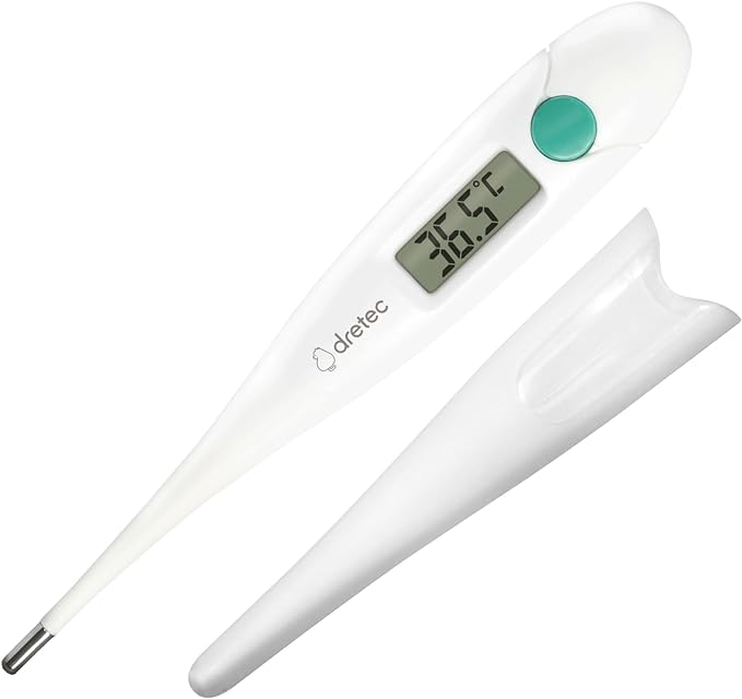 dretec Thermometer, Predictive 15 Second Temperature Measurement, Fast, Electronic Thermometer for Babies, Children, Underarm Use, Bendable Tip, Soft Touch, Case Included, Antibacterial Resin, Digital - NewNest Australia