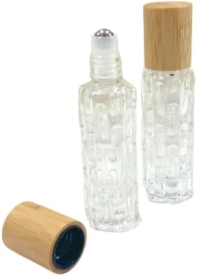 Bamboo Drop Roll On Bottle, 0.3 fl oz (9 ml), Bamboo Cap, Clear, Glass, Stainless Steel Ball, Transparent, Simple Design, Perfume Refill Container, Eco-friendly, Sustainable, Stylish, Natural, Portable, Aroma, Essential Oil - NewNest Australia