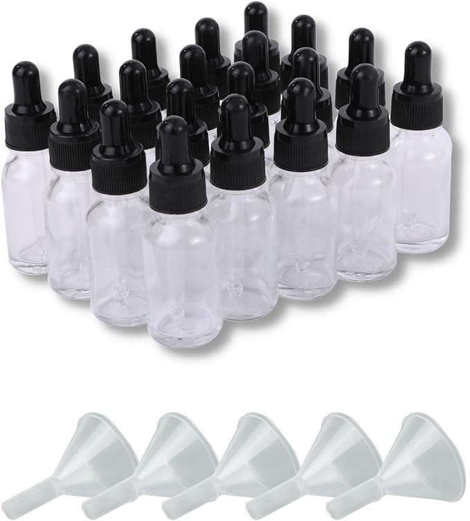 Chocople Light Filtering Jar Clear Jar with Dropper Essential Oil Aroma Oil Refill Storage Glass Funnel Set of 20 (30ml) - NewNest Australia