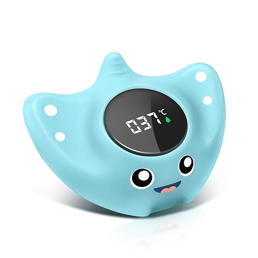 BabyElf Hot Water Thermometer, Bath Thermometer, Digital Cute LED Display, IPX7 Waterproof Floating Toy for Babies and Adults, Cute Devil Fish Design | Safe and Fast Temperature Measurement - NewNest Australia