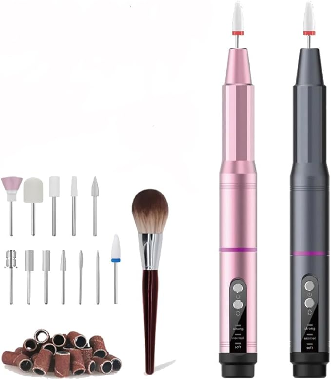 Nail Machine Set, Gel Nail Off Machine, Electric Nail Machine, Rechargeable/USB Powered, Nail Drill, Electric Nail File, Nail Machine, Exfoliating, Cuticle Treatment, Color: Black - NewNest Australia