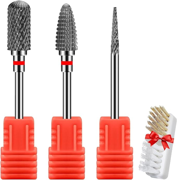 CGBE Nail Bit 3 Pcs Nail Drill Bit 0.09 inch (2.35 mm) Shaft Diameter Nail Machine Bit Carbide Nail Drill for Nail Polishing Cuticle Removal Gel Off Grinding Nail (Thin) - NewNest Australia