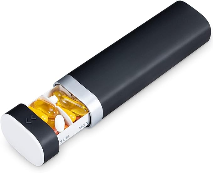 Betife Pill Case, Week, Medicine Case, Supplement Case, Portable, Medicine Case, Stylish, Compact, Prevents Forgetting to Drink (Black) - NewNest Australia