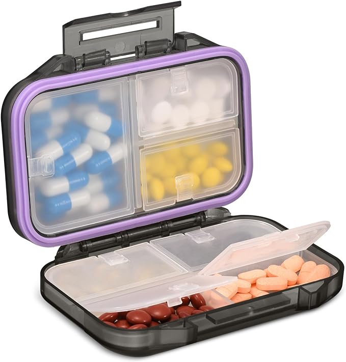 LNLQBS Pill Case, Medicine Case, Supplement Case, Portable, Supplement Case, Stylish, Medicine Container, Compact, Waterproof, Moisture-proof, Airtight, Portable, Travel, Small (Gray) - NewNest Australia