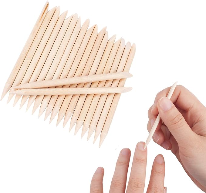 JUTOSU Orange Wood Sticks, Polish Nail Art, Nail Sticks, Nail Pusher, Nail Care Tool, Protruding Nail Correction, Easy Cuticle Treatment, Multi-functional, Wooden DIY (Set of 20) - NewNest Australia