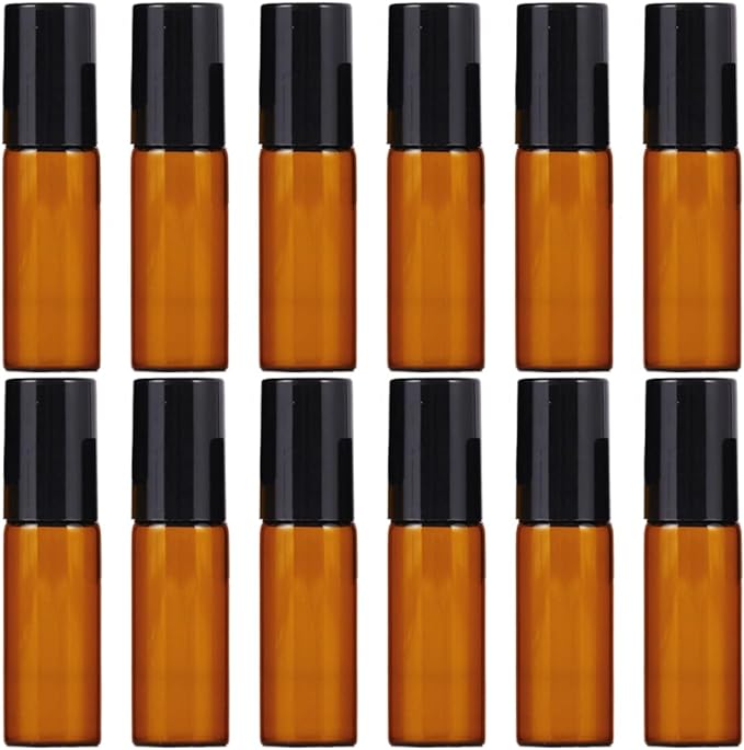 I'm so happy Roll-on Bottles 5ml Blackout Refill Containers Glass Transparent Atomizer Perfume with Funnel Set of 12 (5ml) - NewNest Australia