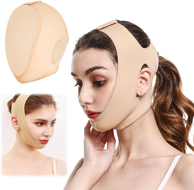 AAGWW Face Line Band, Anti-Wrinkle, Chin Lift, Cheek Lifting, Small Face Slack, Face Lifting, Beauty Tool (Product Contents: Face Slim Belt, Skin Color, Medium Size, 1 Piece Set) - NewNest Australia