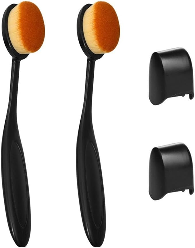 LOYELEY Foundation Brush, Set of 2, with Exclusive Cap, Oval Toothbrush Shape, Makeup Brush, Cosmetic, Makeup Base Makeup - NewNest Australia