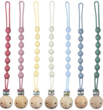 Pacifier Holder Wooden Silicone Pacifier Strap Clip Stylish for Kids (Ivory) - NewNest Australia